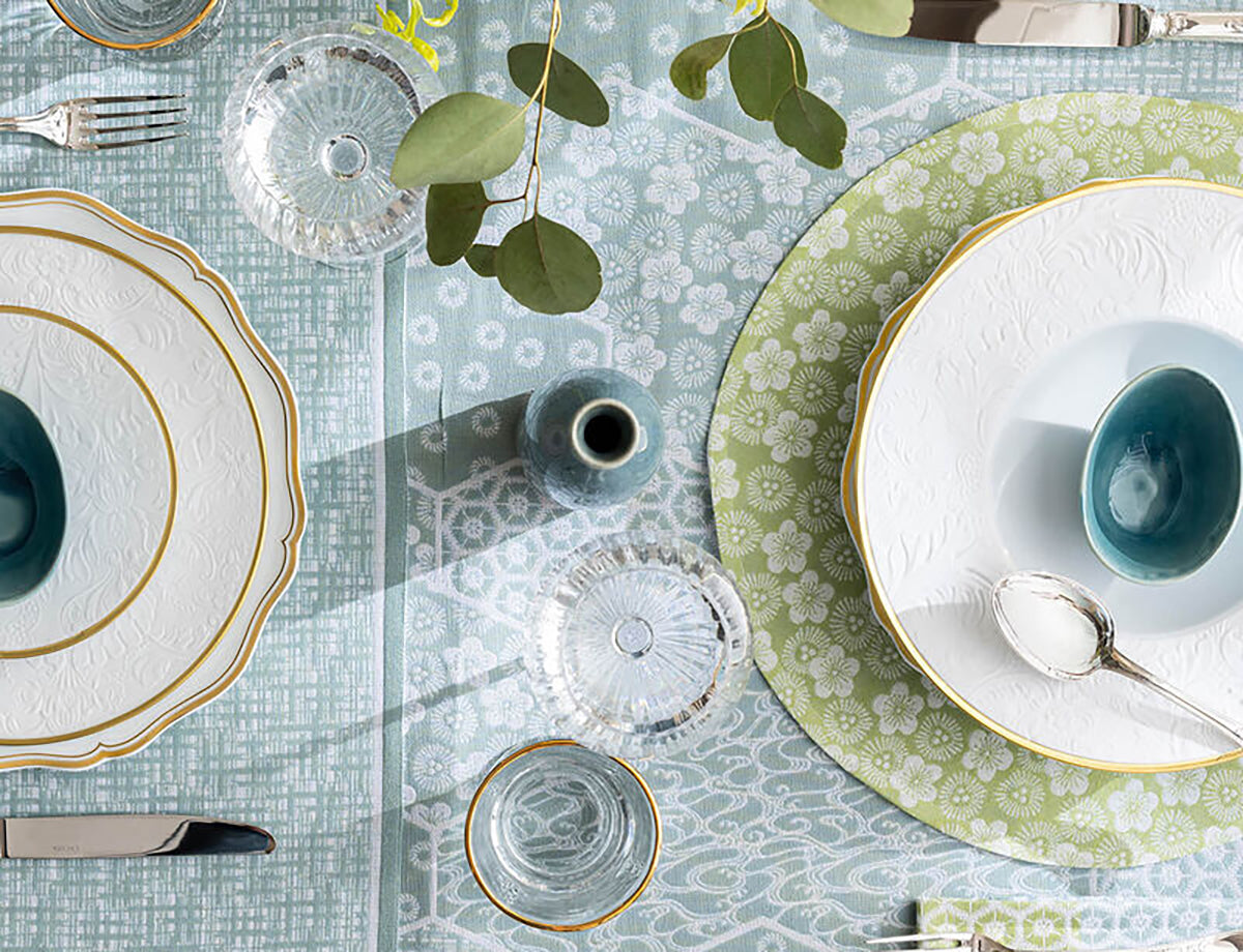 Set de table rond enduit Wagara Celadon - Le Jacquard Français