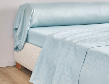Drap plat Satin Jacquard - ÉOLE Glacier