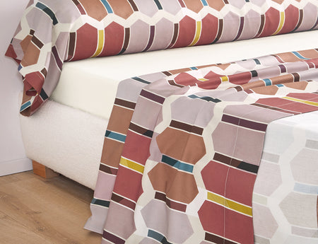 Drap plat Satin de coton - MOSAÏC Sienne