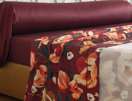 Drap plat Satin de coton - RHAPSODIE Grenat