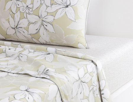 Drap plat JADEITE BLOOM Satin de coton - BOSS HOME