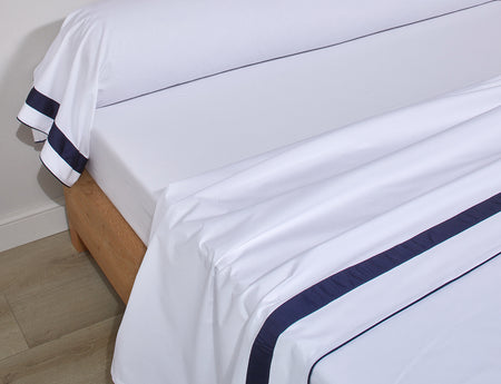 Drap plat Percale de coton - EGERIE Bleu Corinthe