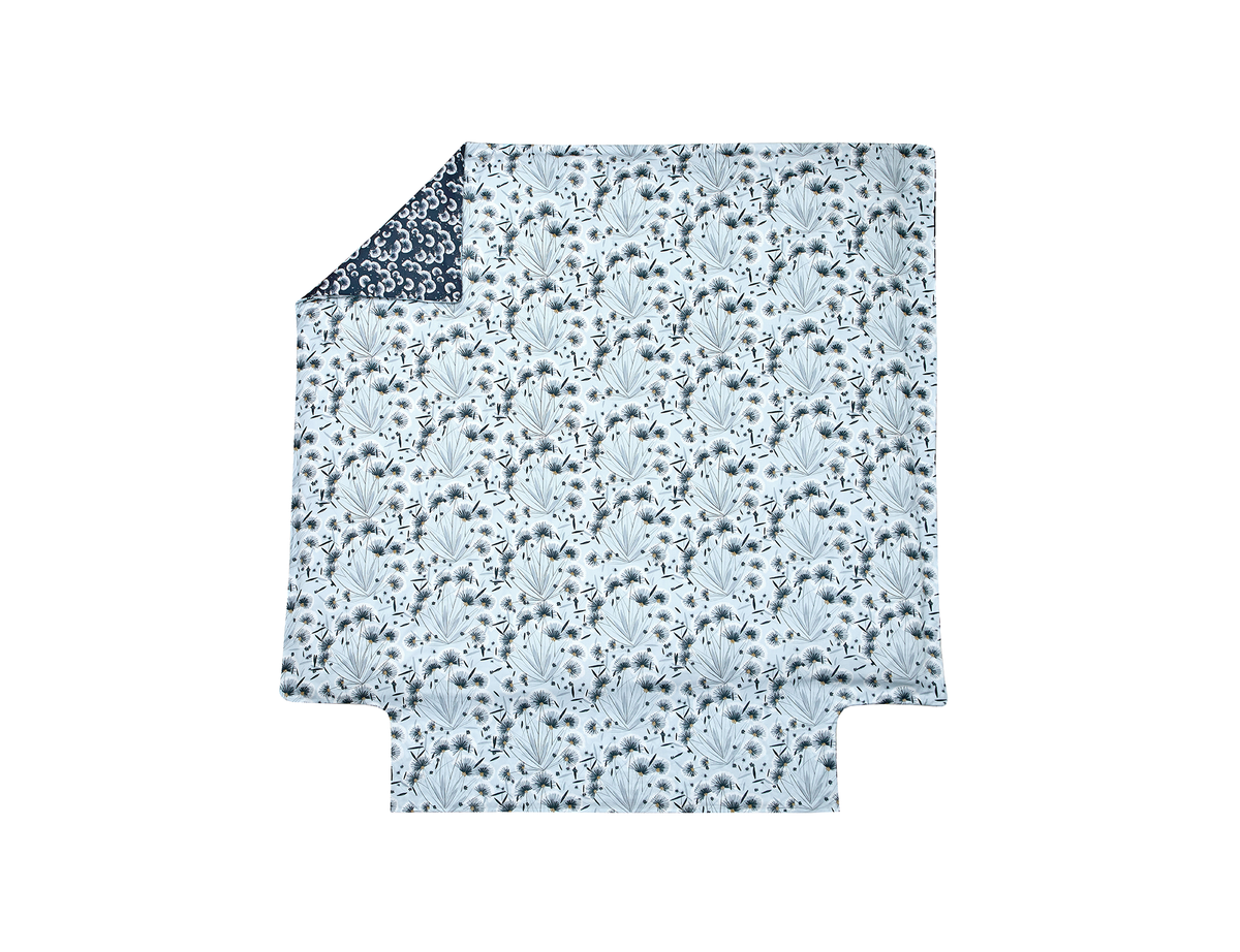 Housse de couette satin FLOREA Bleu céleste - Housse de couette Pas Cher