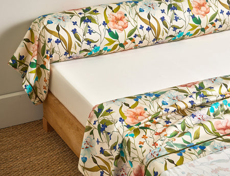 Drap plat Satin de coton - GIARDINO Naturel