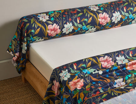 Drap plat Satin de coton - GIARDINO Nuit