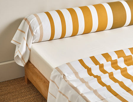 Drap plat Satin de coton - GRAND LARGE Ocre