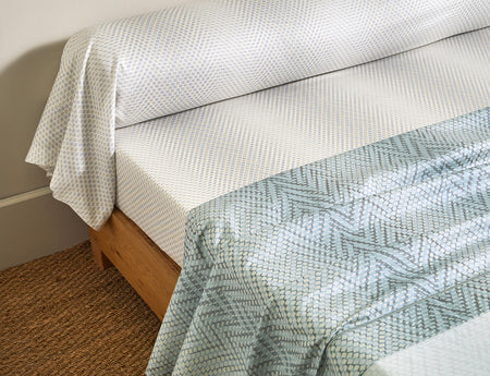 Drap plat Satin de coton - GRAVITY Bleu Céleste