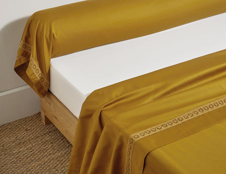 Drap plat Satin de coton - HERITAGE Ambre