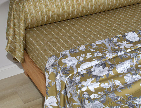 Drap plat Satin de coton - IMPERIAL Olive