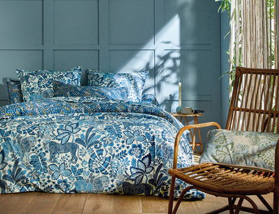 JUNGLE Indigo - Percale de coton