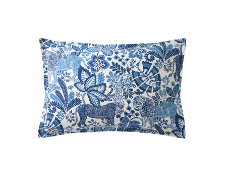 Taie d'oreiller  Percale de coton - JUNGLE Indigo