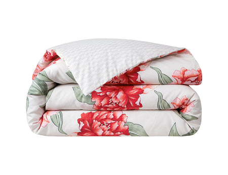 Housse de couette Satin - PEONY Rouge