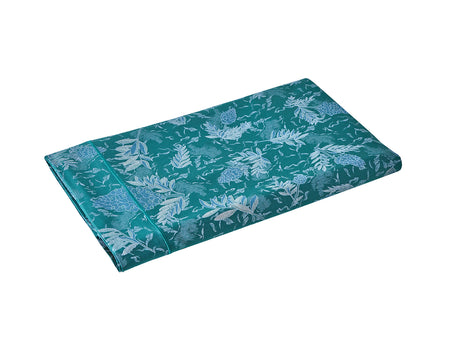 Drap plat Satin Jacquard - LUPINS émeraude