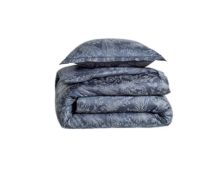 Housse de couette Satin Jacquard - ODYSSÉE Bleu Corinthe
