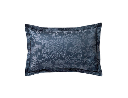 Taie d'oreiller Satin Jacquard - ODYSSÉE Bleu Corinthe