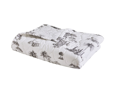 Couvre Lit Matelassé Percale - PROMENADE Graphite