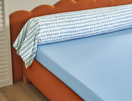 Taie de Traversin Percale de coton - DOTS Bleu Céleste