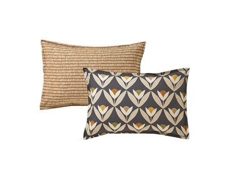 Taie d'oreiller Percale de coton - TULIPES Fusain