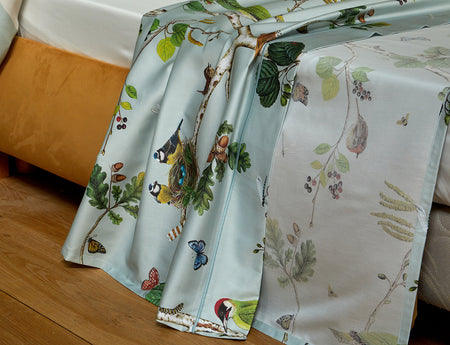 Drap plat Satin de Coton - WOODLAND Bleu Céleste