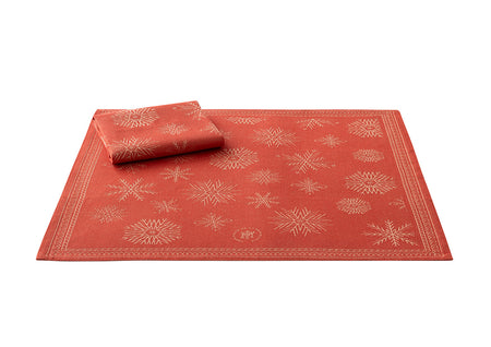 Lot de 2 serviettes de table Coton Jacquard - CIEL ETOILE Rouge