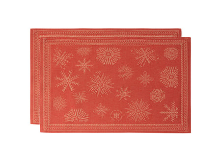 Lot de 2 sets de table Coton Jacquard - CIEL ETOILE Rouge