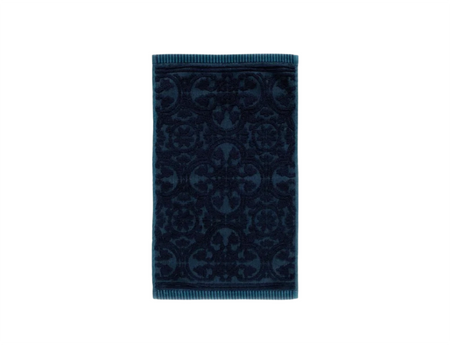 Serviette invité Coton - JASMIN JACQUARD Bleu foncé