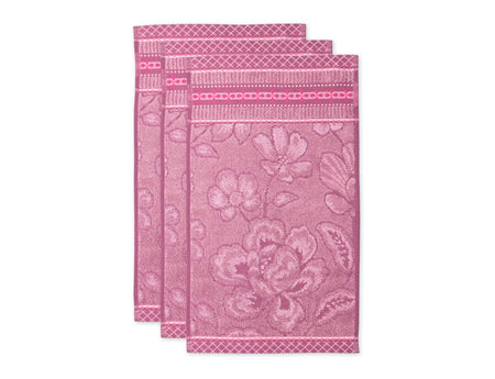 Serviette invité Coton - JASMIN JACQUARD Rose clair