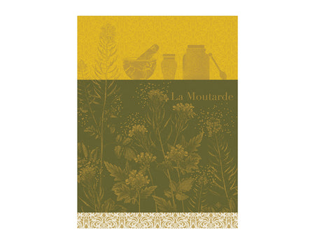 Torchon Coton Jacquard - MOUTARDE EN FLEURS Jaune