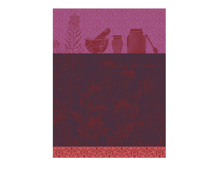 Torchon Coton Jacquard - MOUTARDE EN FLEURS Violette