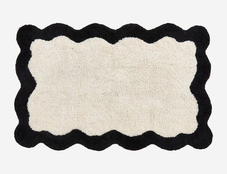 Tapis de bain Coton - NAHIA Ecru / Noir