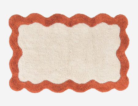 Tapis de bain Coton - NAHIA Ecru / Terracotta
