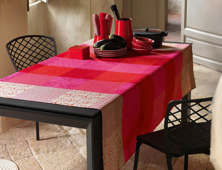 Nappe Enduite Coton - Fleurs de Kyoto Cerise