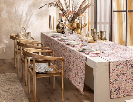 Nappe 50% coton / 50% lin - Campagne rose