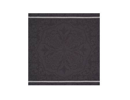 Nappe Carrée Le Jacquard Français, 175x175 Cm, 100% Lin, Motif Armoiries Lys, Beige, Style Renaissance