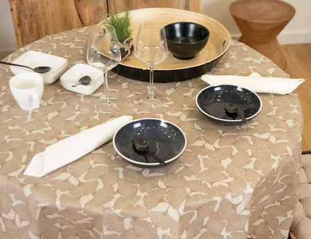 Nappe Ronde Plastifiée - GINKGO Taupe