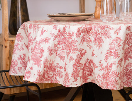 Nappe Ronde Coton enduit - PASTORALE Carmin