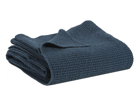 Plaid Nid d'abeille coton recyclé - MAIA Navy