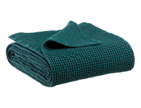 Plaid Nid d'abeille coton recyclé - MAIA Pétrole