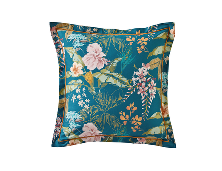 Taie d'oreiller Satin de coton - BORA BORA Bleu Paon