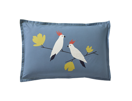 Taie d'oreiller Percale de coton - LOVE BIRDS Denim